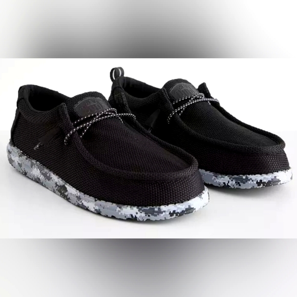 Hey Dude Shoes Hey Dude Shoes Mens Black W Camo Soles Rare Poshmark